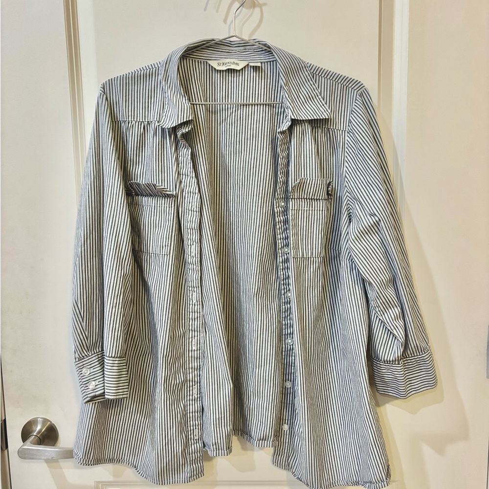 St Johns Bay pinstripe grey button down.